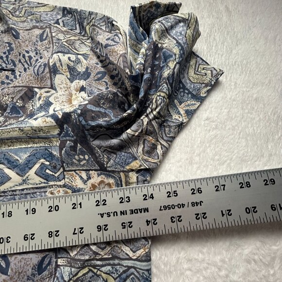 Tori Richard Mens Floral Geometric Print Short Sleeve Hawaiian Shirt Large Blue - Picture 5 of 6